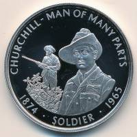 (2005) Монета Фолклендские Острова 2005 год 50 пенсов "Черчилль - солдат" Медь-Никель  UNC